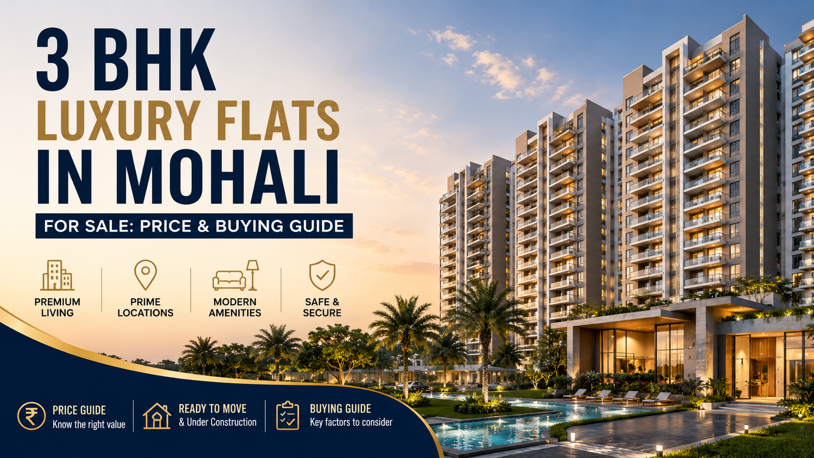 3 BHK luxury flats in Mohali for sale in a modern residential development